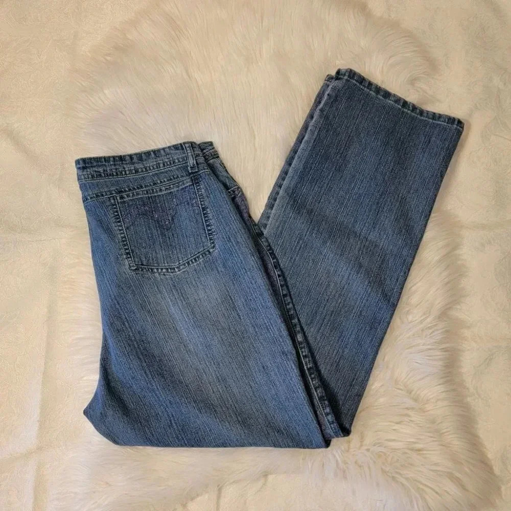 COSMOPOLITAN Jeanswear Embellished Blue Jeans Womens Bootcut Denim Size 16‎